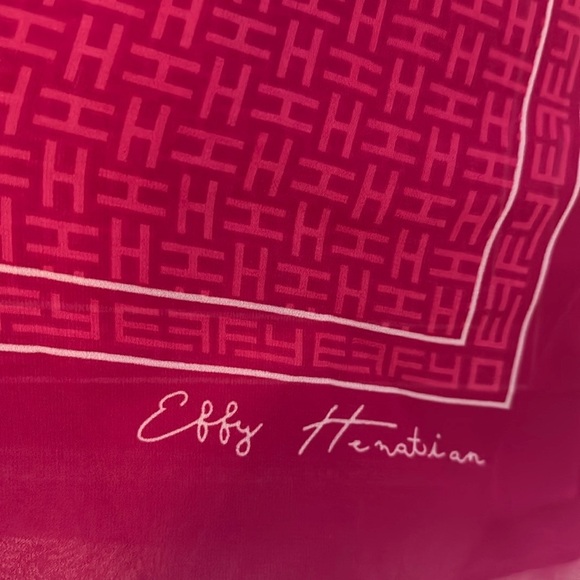 New Effy Hematian Bright Pink Jaguars & Letter H Polyester Scarf 19.5” x 59” - Picture 6 of 6